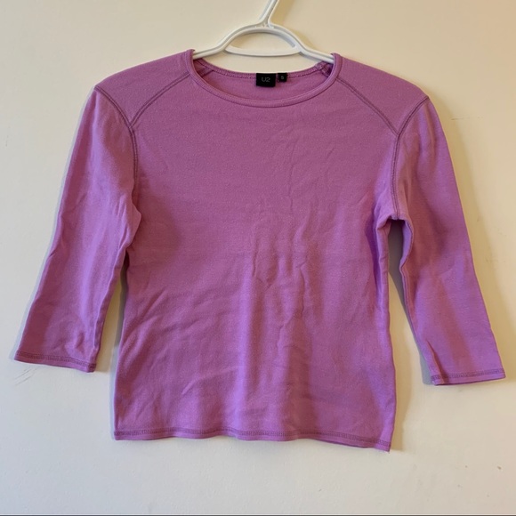 💜 Lilac 3/4 Sleeve Crop Top - Picture 1 of 2